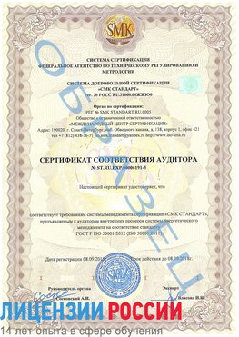 Образец сертификата соответствия аудитора №ST.RU.EXP.00006191-3 Советская Гавань Сертификат ISO 50001